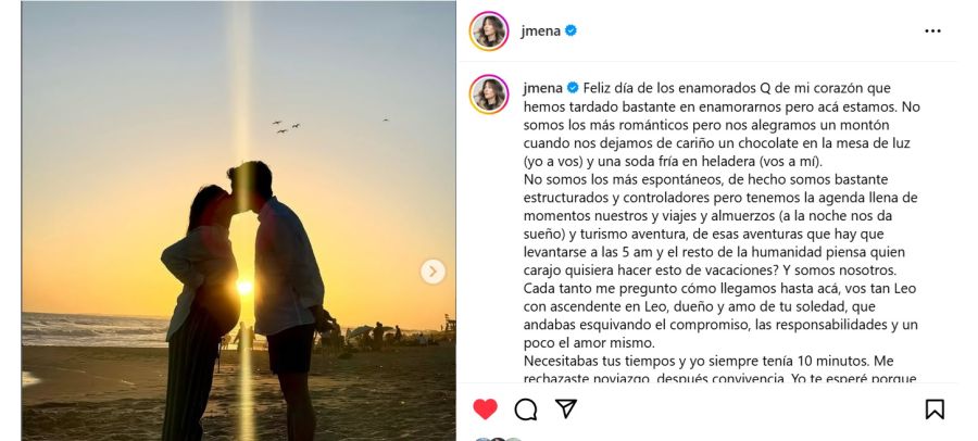 Jimena Barón y su mensaje de San Valentín