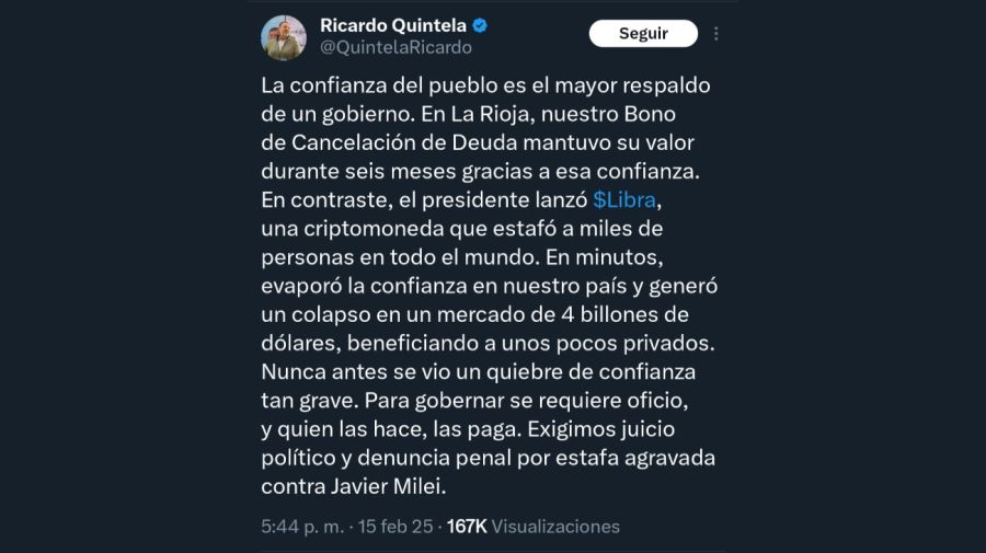 Tweet de Ricardo Quintela