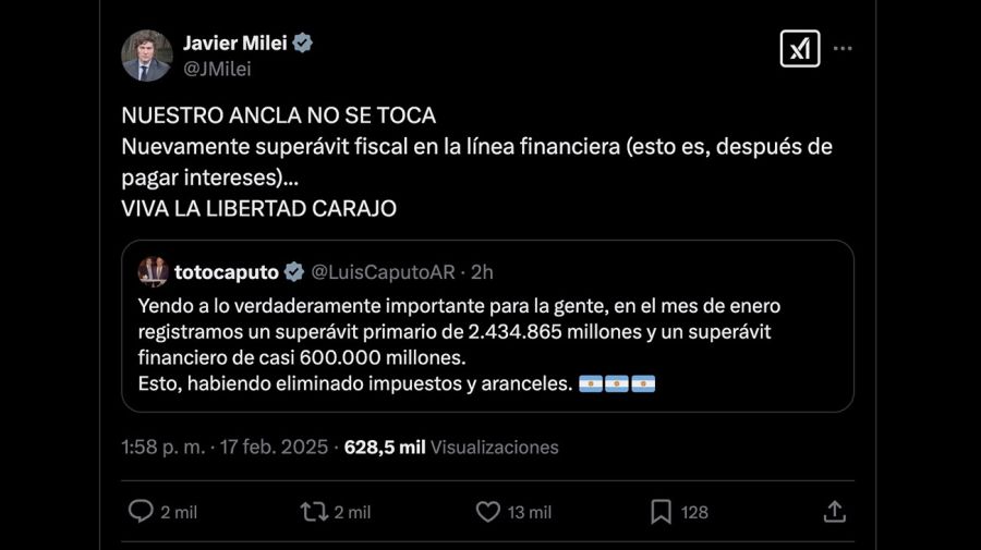 Mensaje de Javier Milei