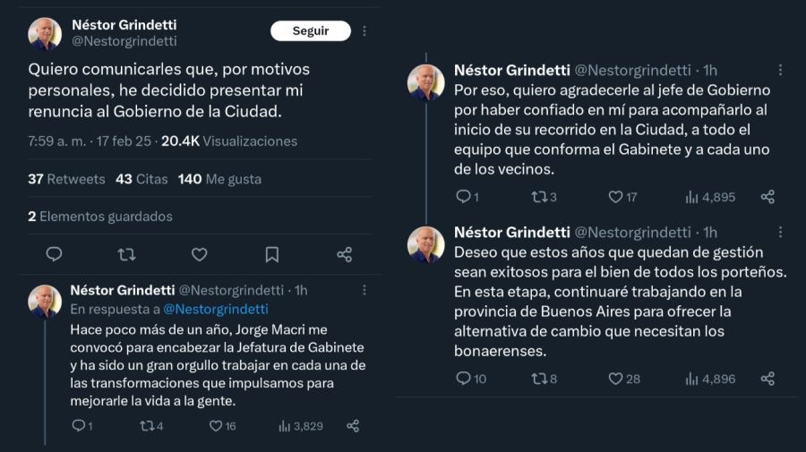 Tweet de Néstor Grindetti