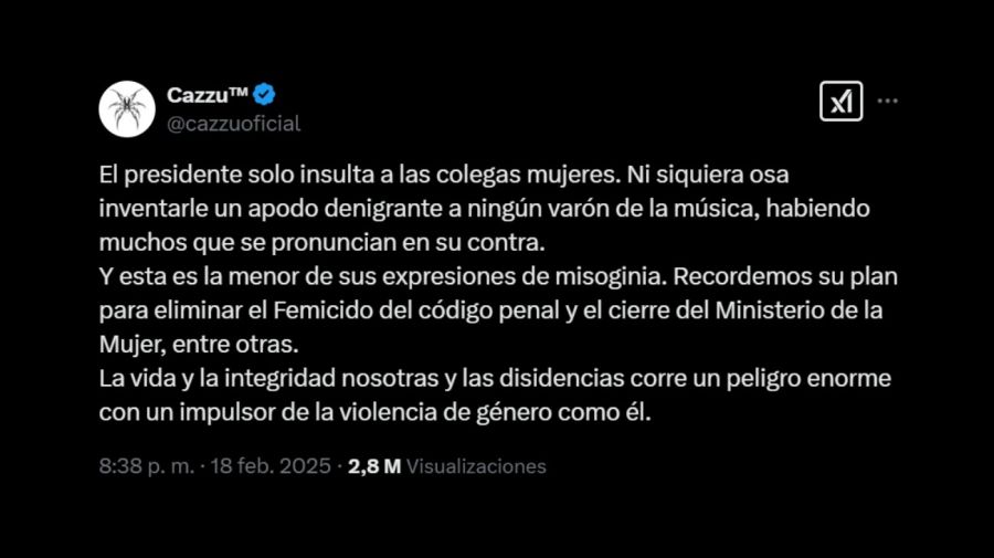 Tweet de Cazzu