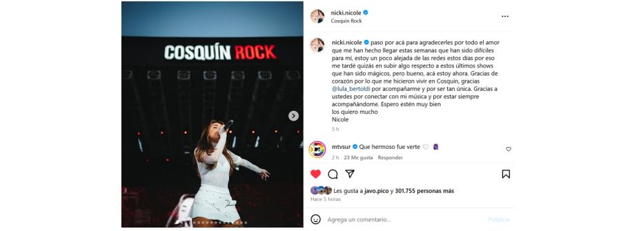 Nicki Nicole tras el fallecimiento de su padre