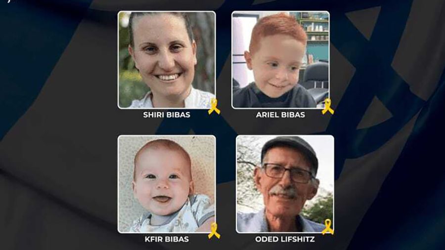 Shiri, Ariel y Kfir Bibas y Oded Lifschitz, secuestrados y asesinados por el grupo terrorista Hamás.