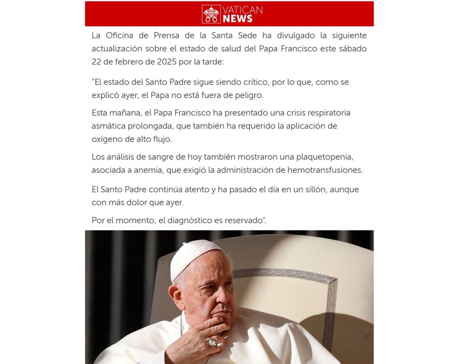 Comunicado del Vaticano por el Papa Francisco