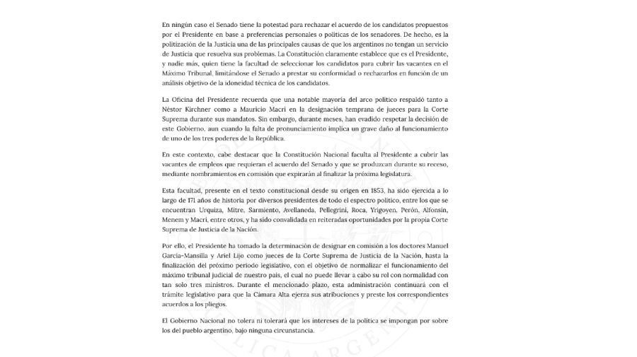 20250225 Javier Milei designó por decreto a Ariel Lijo y Manuel García Mansilla para la Corte Suprema