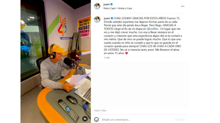 Juani Martínez dejó la radio después de 15 años