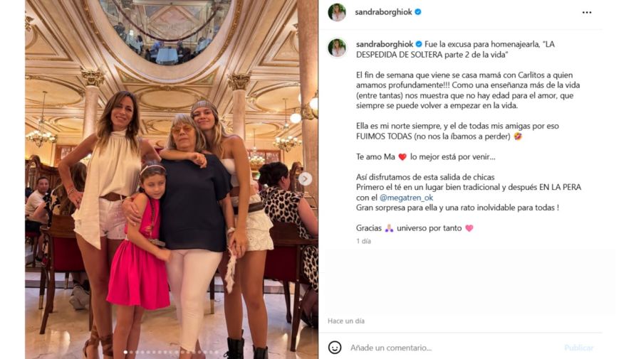 La despedida de soltera de la mamá de Sandra Borghi