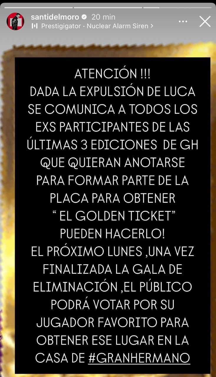 Santiago del Moro anunció quién reemplazará a Luca en Gran Hermano