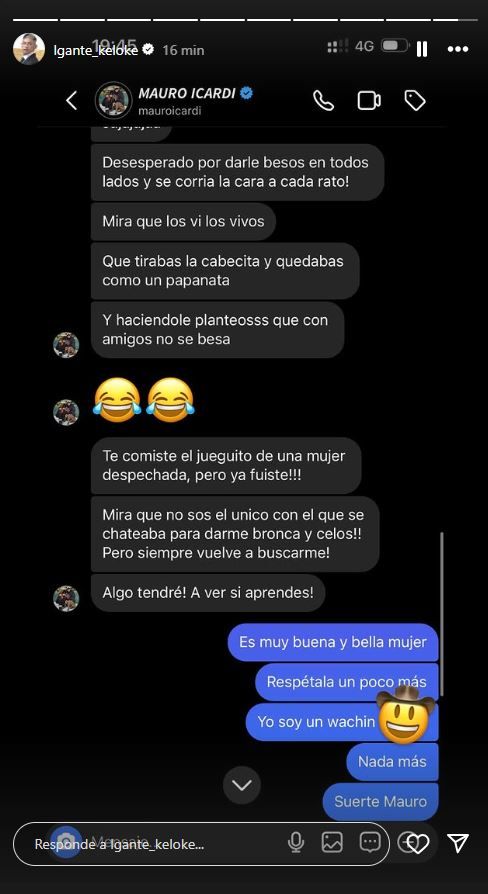 Chat entre Mauro Icardi y L-Gante