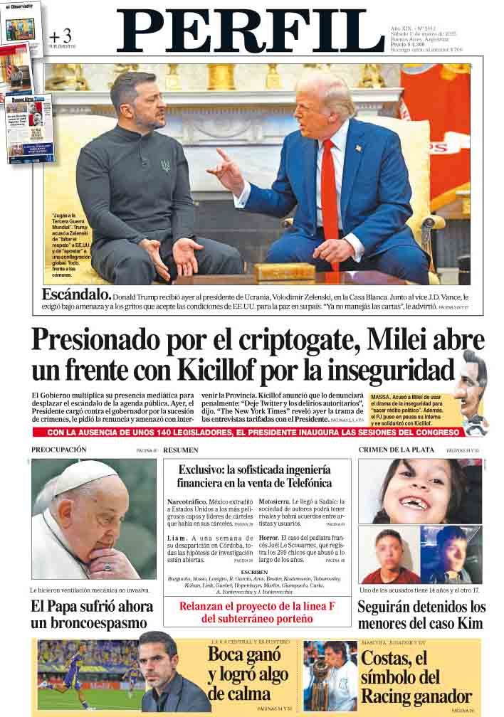 La tapa del Diario PERFIL de este sábado 1° de marzo de 2025