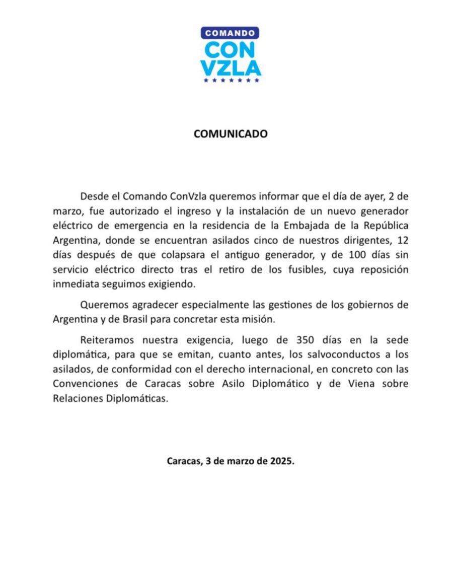Comunicado comando ConVZLA