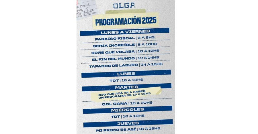 Olga anunció la programación