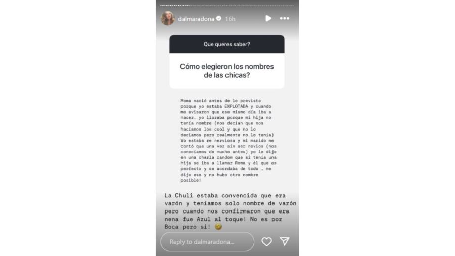 Dalma Maradona en Instagram 