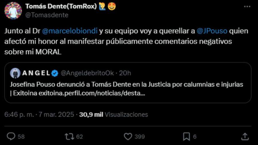 La respuesta de Tomás Dente a Josefina Pouso