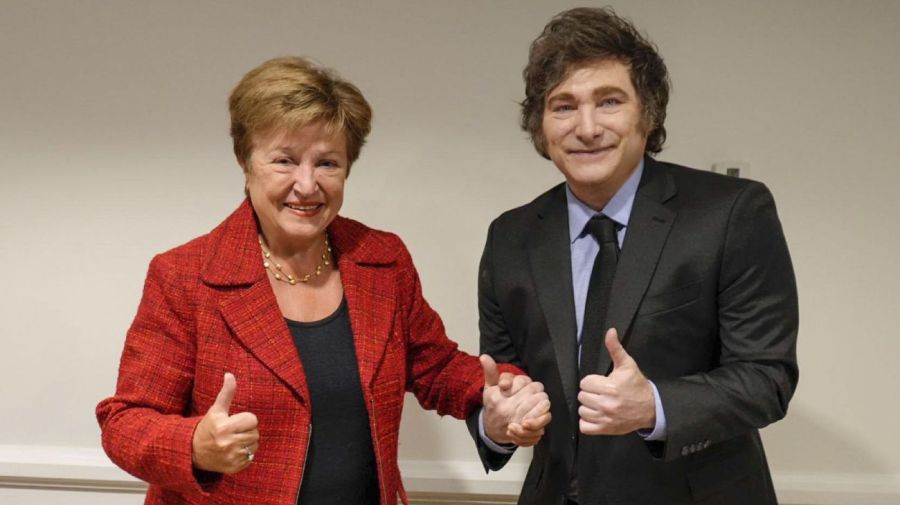 El presidente Javier Milei y la titular del Fondo Monetario Internacional (FMI), Kristalina Georgieva