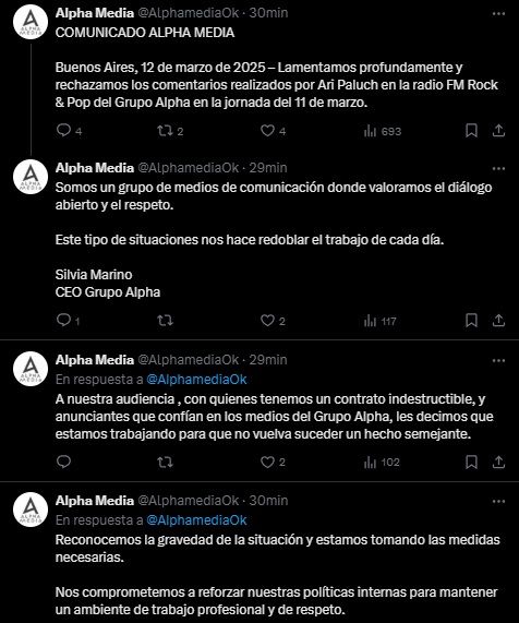 El comunicado oficial del Grupo Alpha por los dichos de Ari Paluch