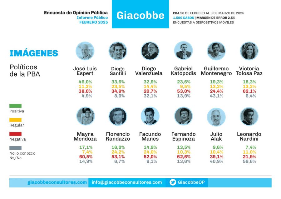 Encuesta de Giacobbe de imagen e intención de voto, marzo de 2025