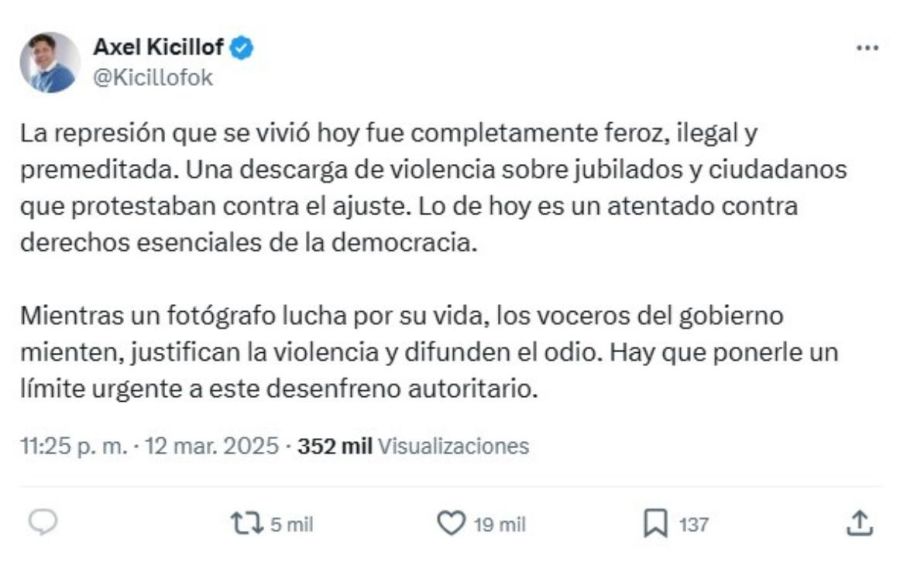 Axel Kicillof represión twitter