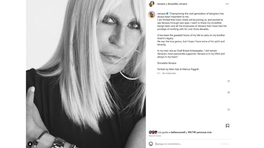 Donatella Versace dejó de ser directora creativa de Versace