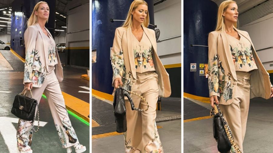 El look sastrero en color beige de Nicole Neumann