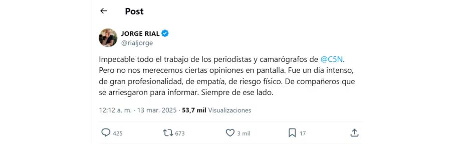 Jorge Rial sobre los incidentes en el Parlamento