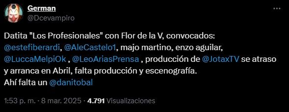 Revelaron el motivo por el cual el programa de Florencia de la V se postergó