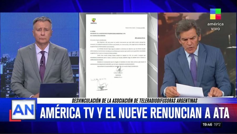 America TV y El Nueve renuncian a ATA