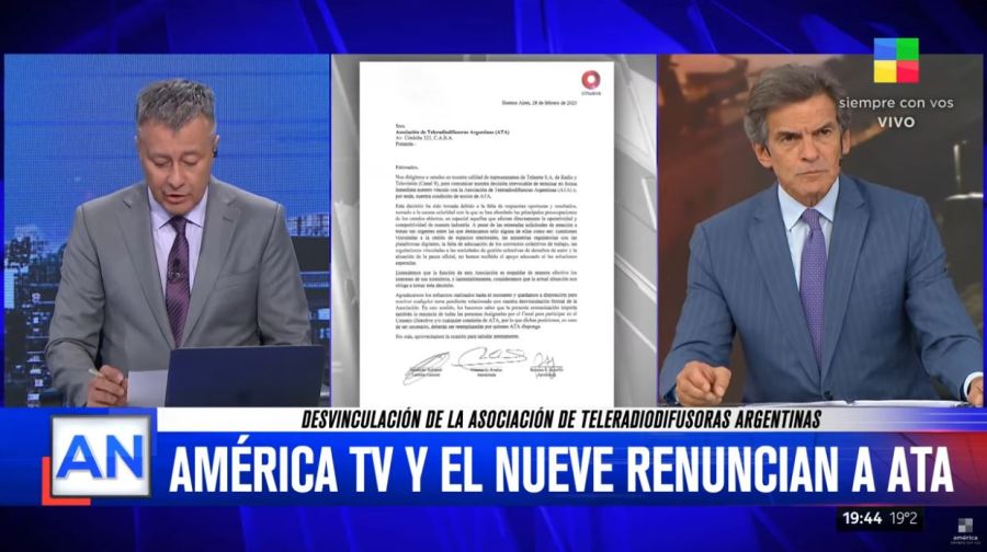 America TV y El Nueve renuncian a ATA