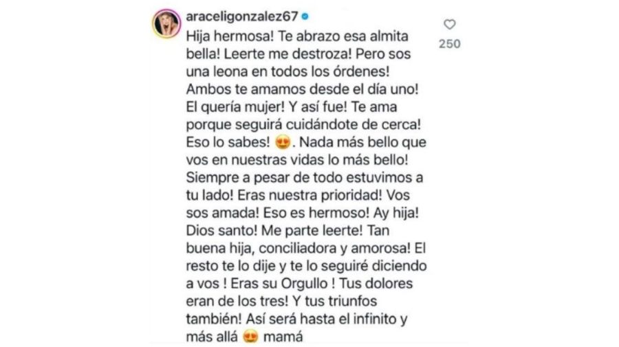 El mensaje de Araceli González por la muerte de su exmarido