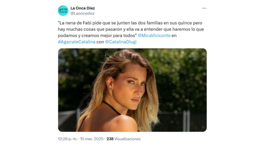 Mica Viciconte reveló por qué no irá al cumpleaños de 15 de Allegra Cubero