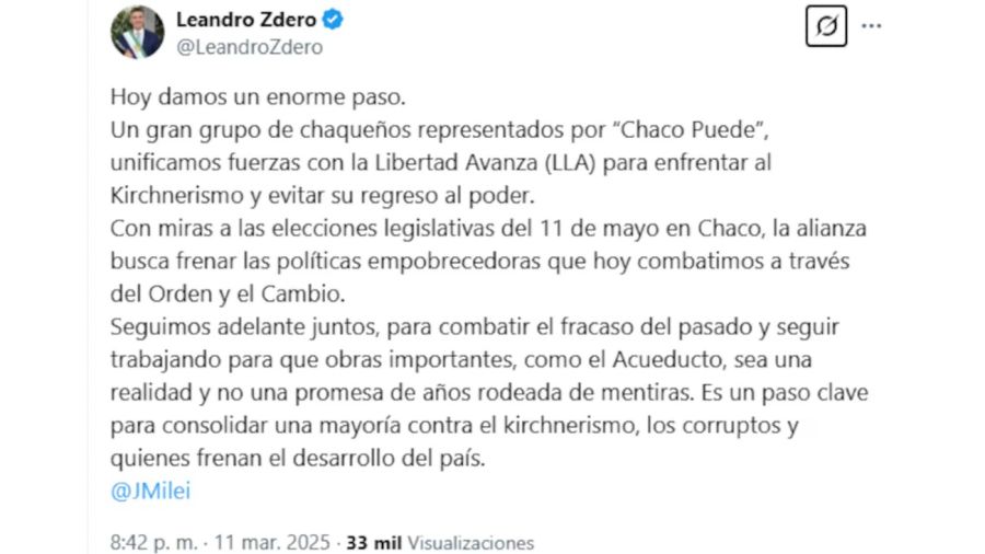 El gobernador de Chaco, Leandro Zdero, y el jefe de Gabinete, Guillermo Francos 20250317