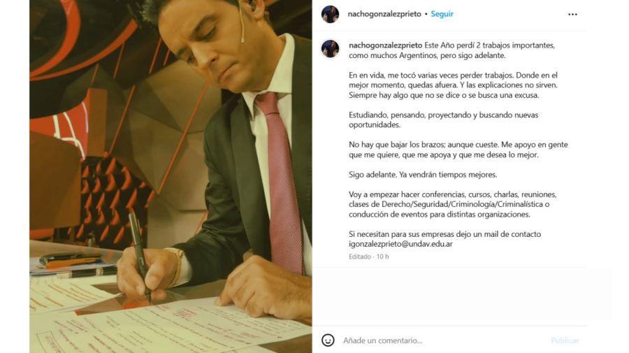 El preocupante mensaje del periodista Ignacio González Prieto