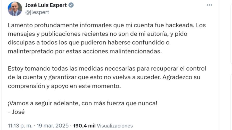 José Luis Espert tweet 20250319