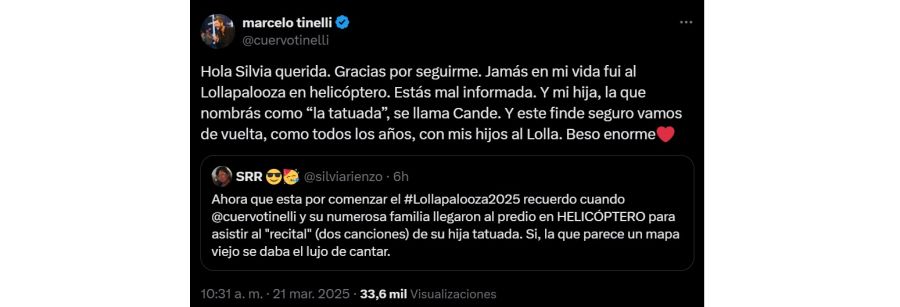 Marcelo Tinelli defendió a su hija Candelaria Tinelli