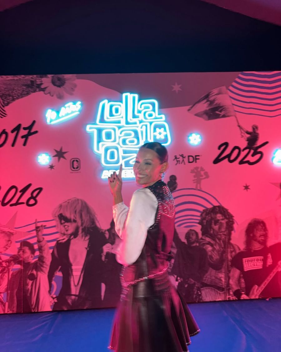 El look rockero de Pampita para el Lollapalooza 2025