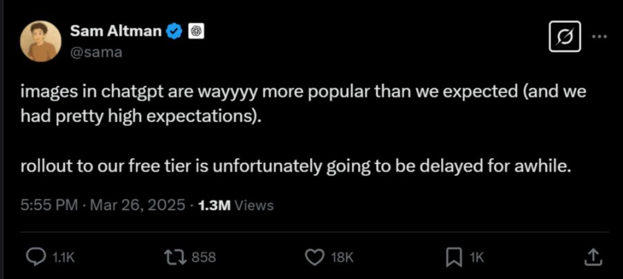 Tweet de Sam Altman