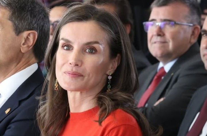 Letizia Ortiz y su falda plisada de Adolfo Domínguez