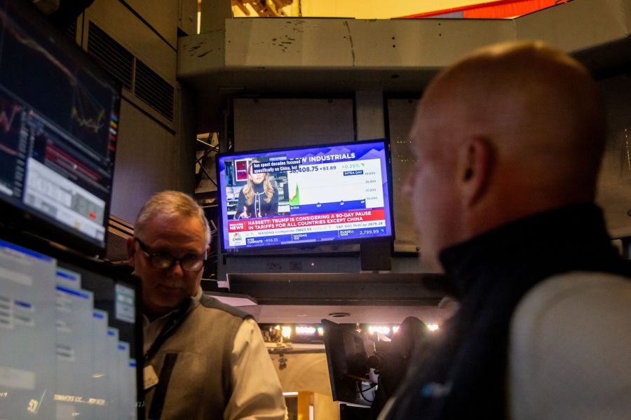 Traders On The Floor Of The NYSE As US Stocks Set For Further Plunge On Tariff Turmoil