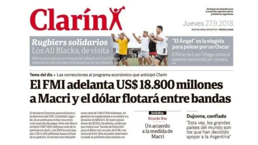 Tapa clarin acuerdo FMI