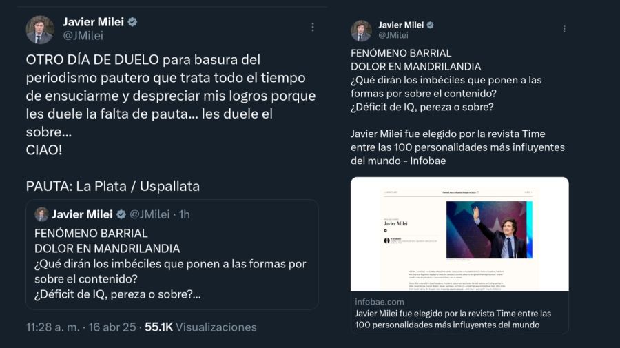 Tweet de Javier Milei