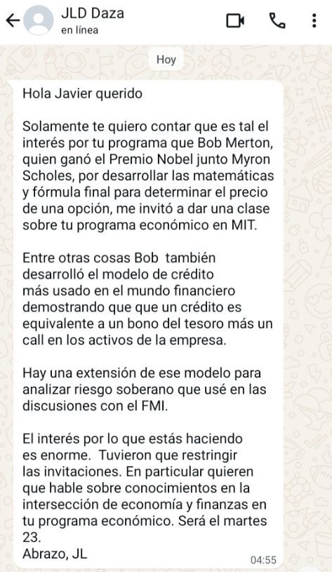 Mensaje de José Luis Daza