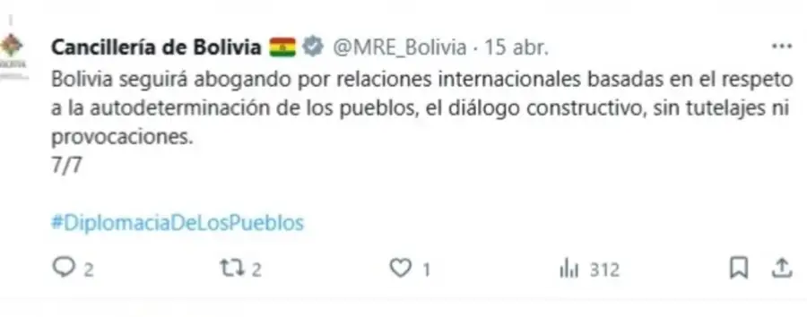 Tuit de cancilleria de Bolivia 3