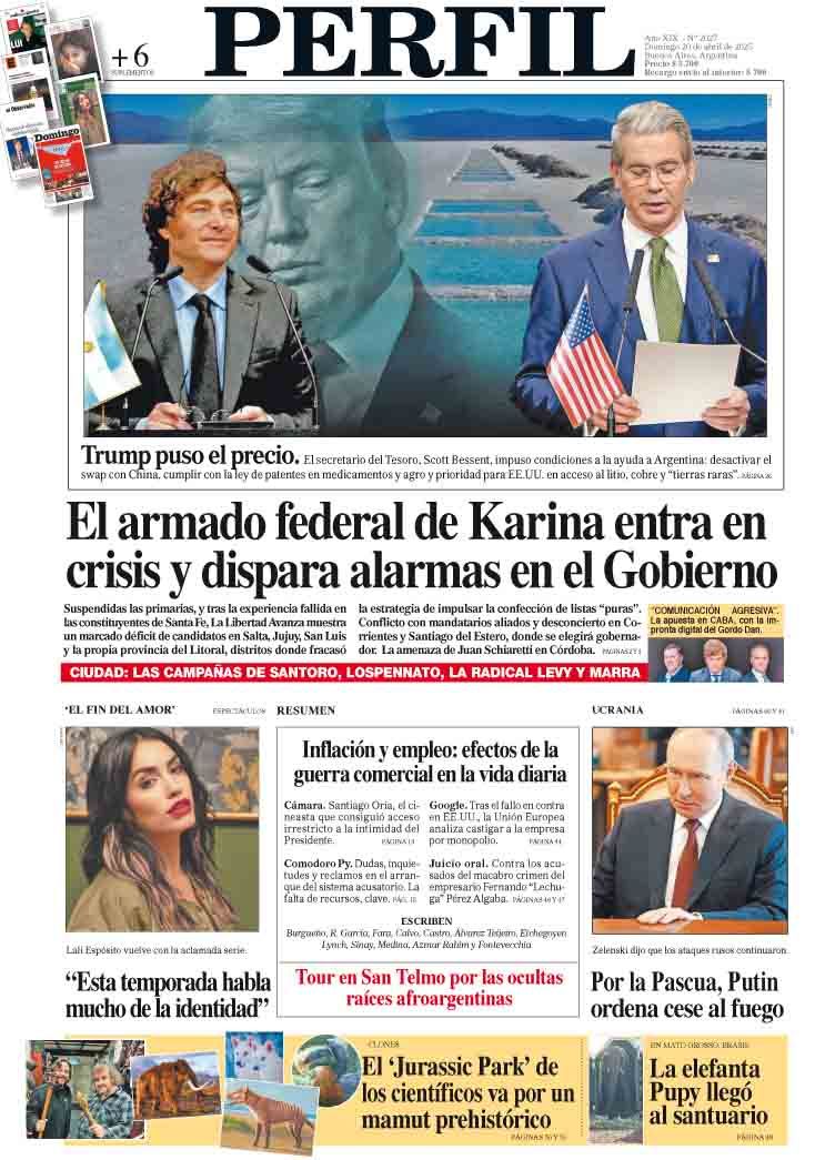 La tapa del Diario PERFIL del domingo 20 de abril de 2025
