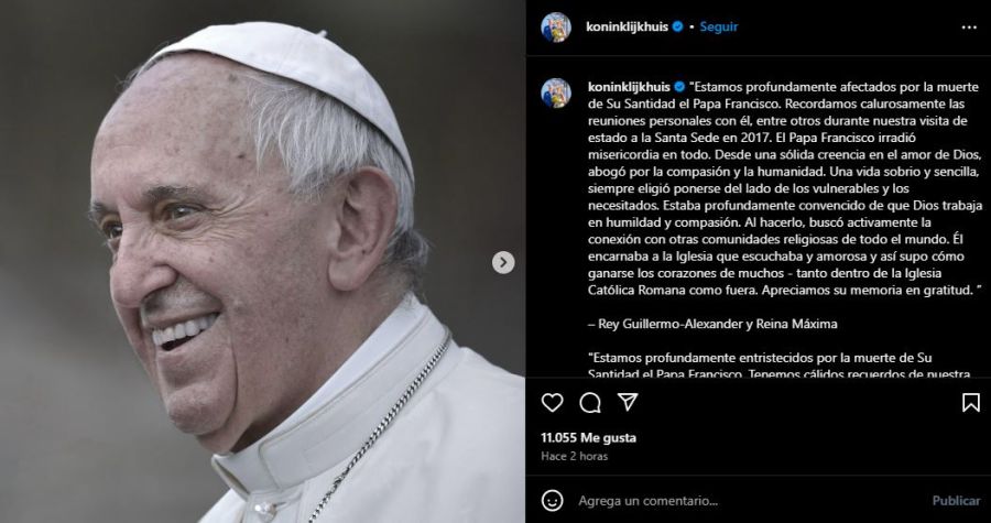 El mensaje de Máxima Zorraguieta por la muerte del Papa Francisco: