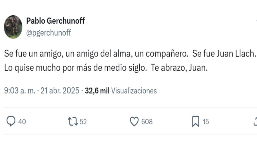 Juan José Llach en X 20250421