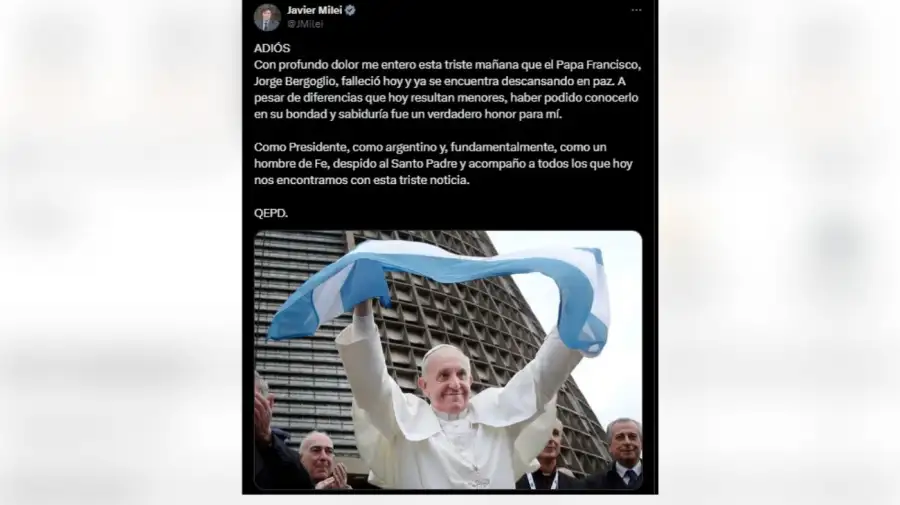 Tweet Milei duelo nacional francisco