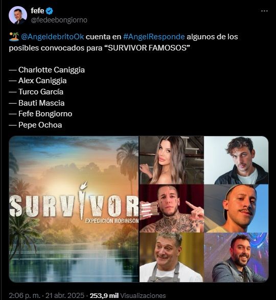 Ángel de Brito reveló los posibles convocados para Survivor Famosos