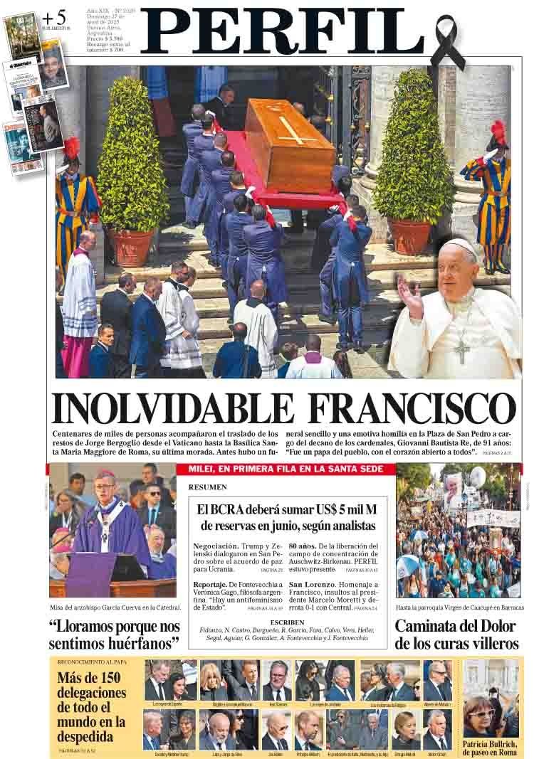 La tapa del Diario PERFIL del domingo 27 de abril de 2025