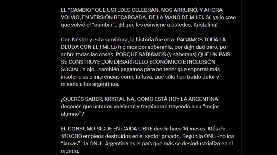 Twitter Cristina Kirchner Che Kristalina