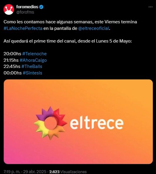 La nueva programación del prime time de El Trece sin La Noche Perfecta